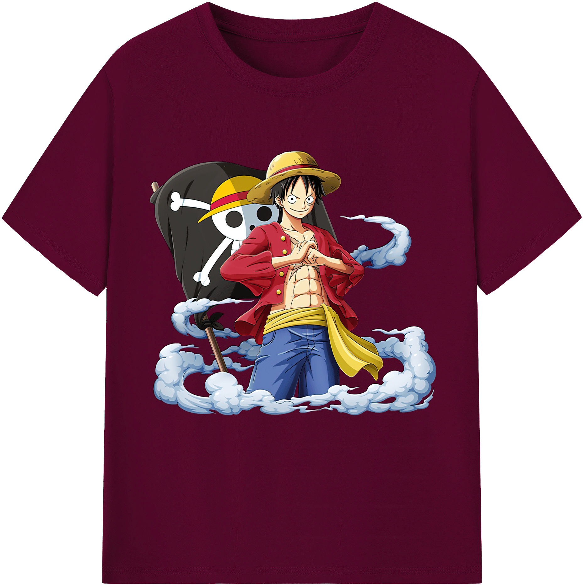 ワンピース モンキー・D・ルフィ ONE PIECE Monkey D. Luffy レディースカジュアルプリントTシャツ（綿100％）